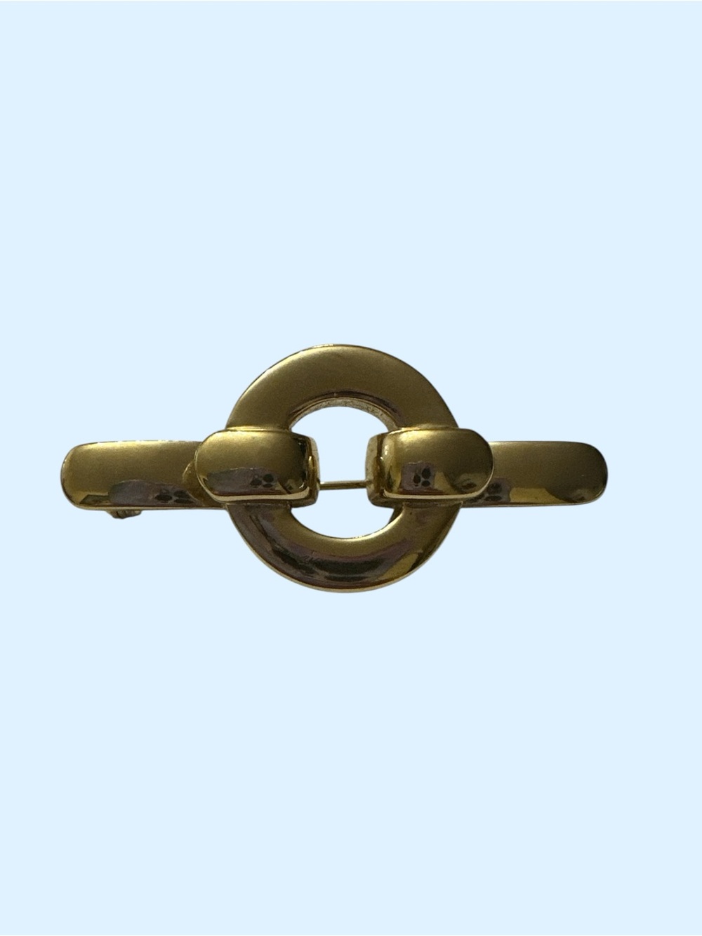 Anne Klein Shiny Gold Circular Link Bar Brooch